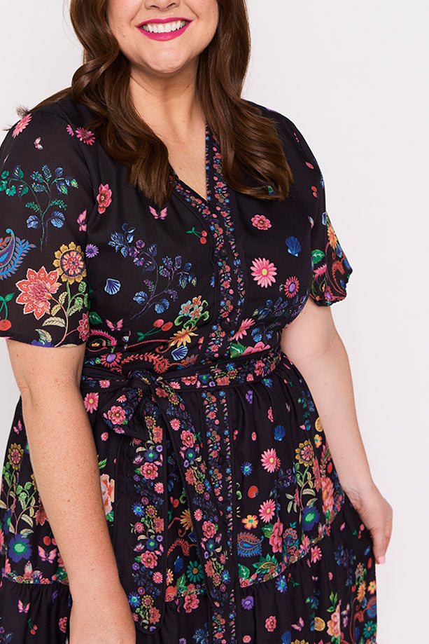 Amira Black Magic Garden Dress โ Black Magic Garden midi dress