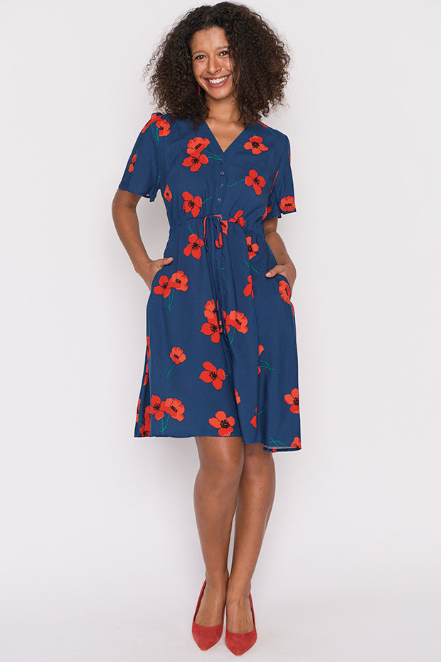 Jaz Red Poppy Fields Dress – Red Poppy Fields knee length dress