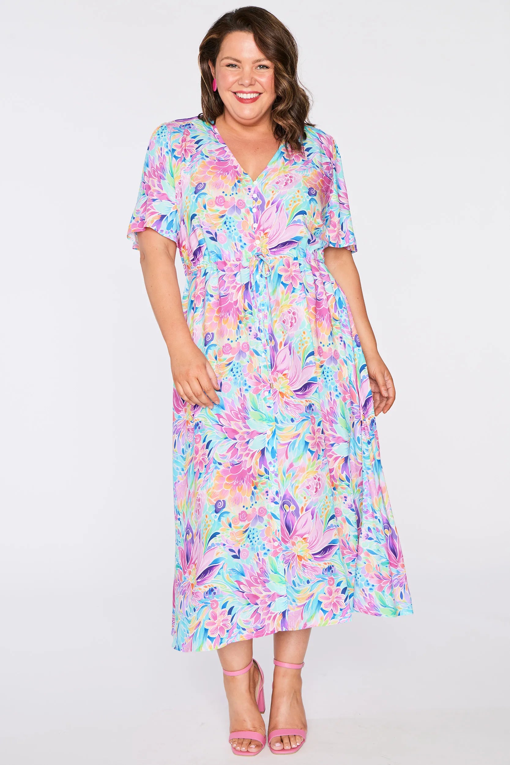 Michelle Rainbow Bloom Dress – Rainbow Bloom midi dress