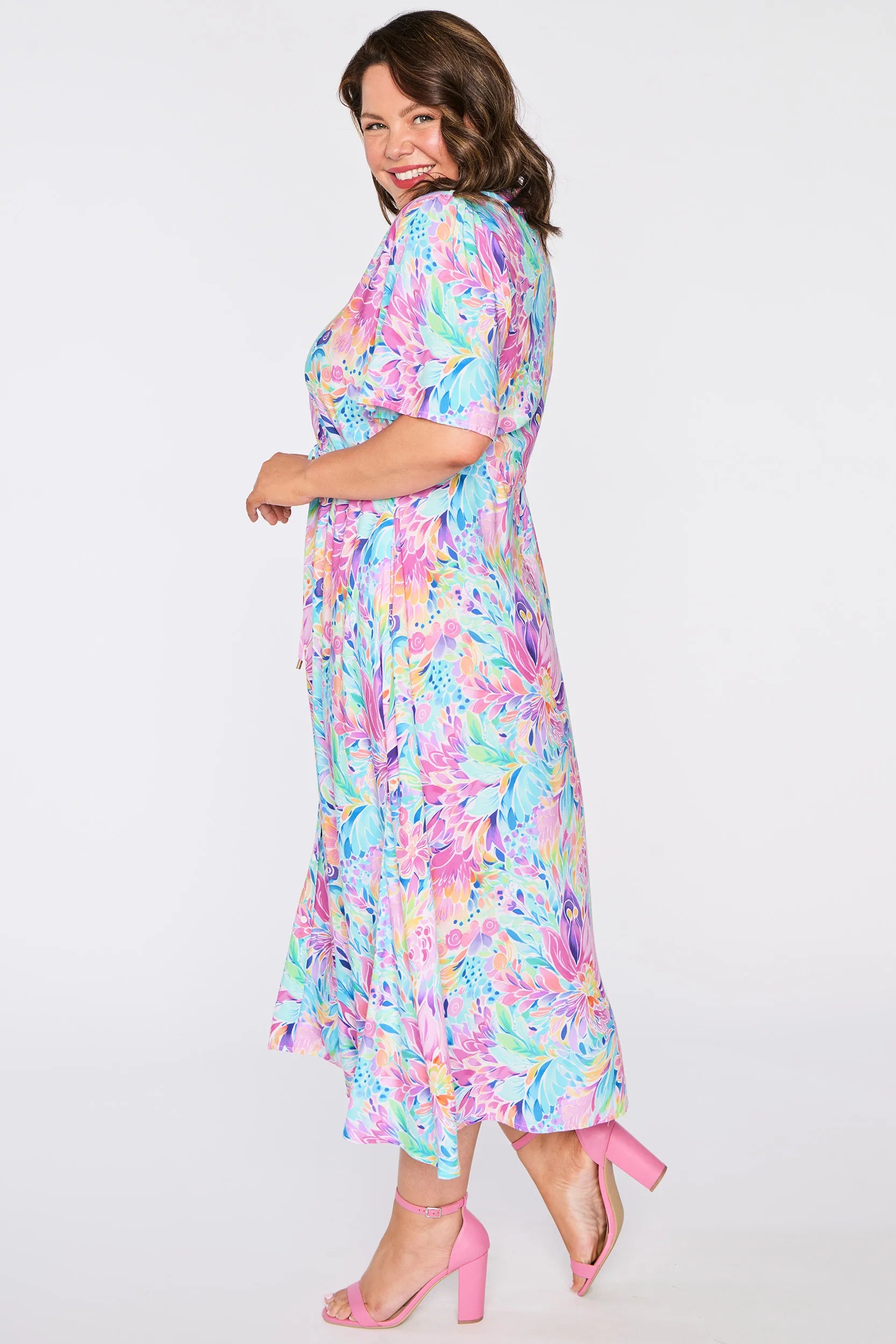 Michelle Rainbow Bloom Dress – Rainbow Bloom midi dress