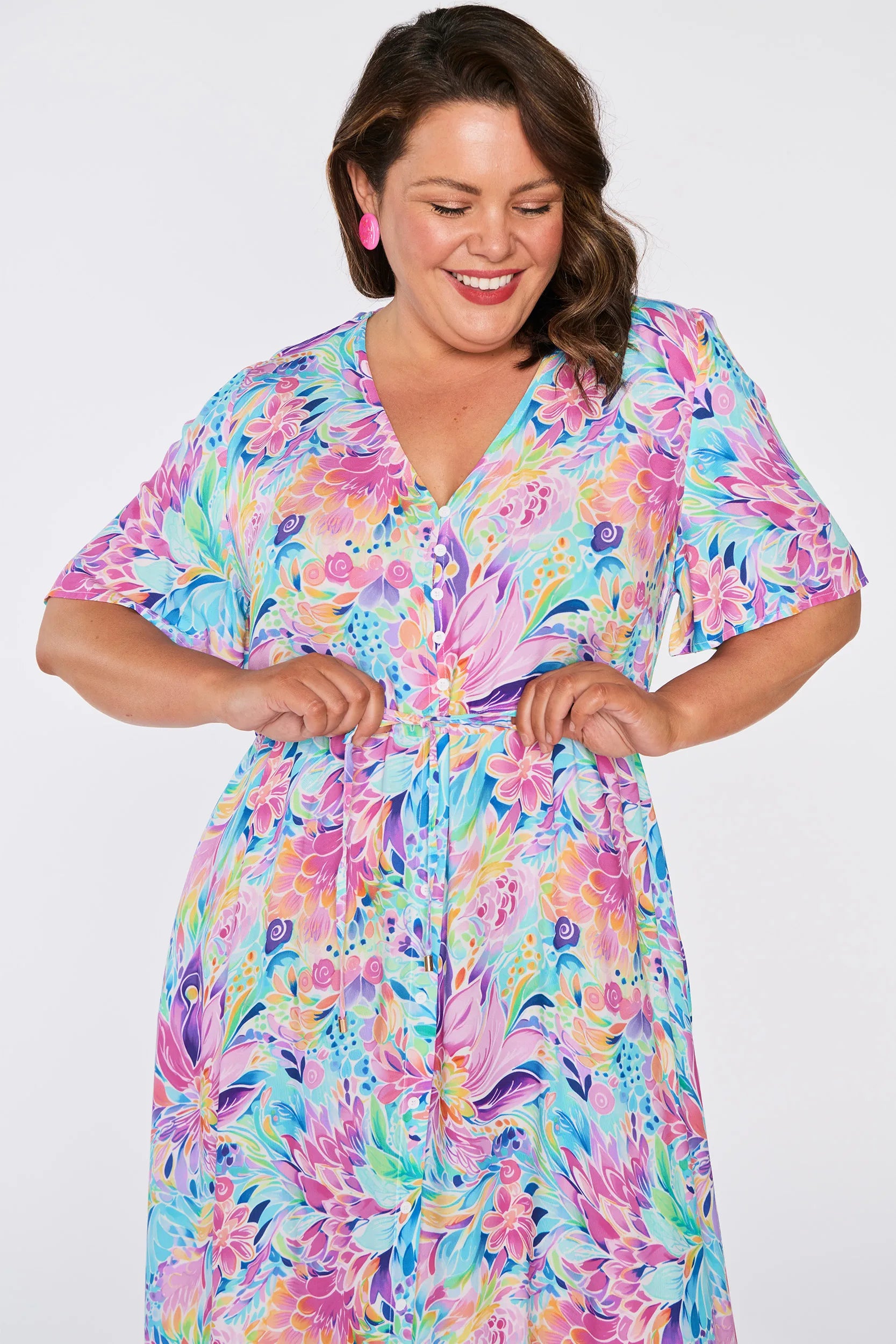 Michelle Rainbow Bloom Dress – Rainbow Bloom midi dress