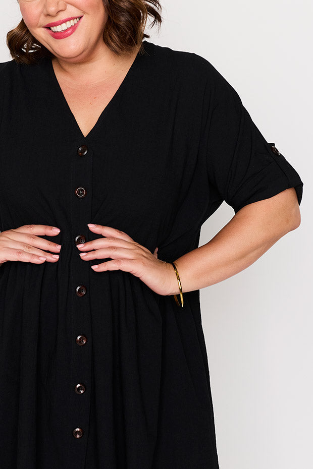 Adina Black Dress – Black knee length dress