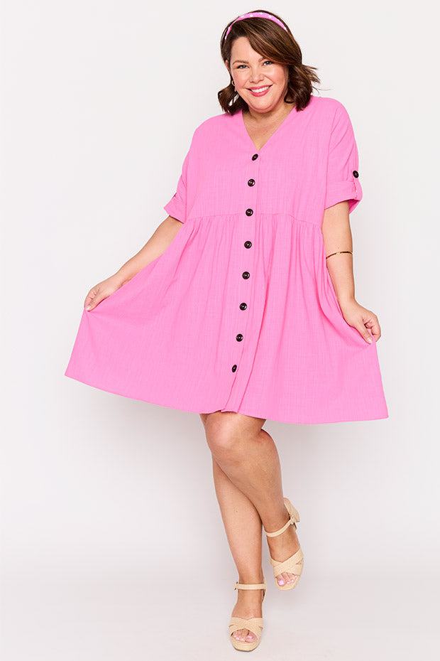 Adina Pink Dress โ Pink knee length dress