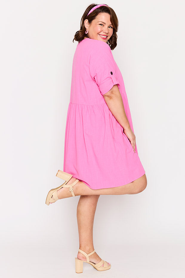 Adina Pink Dress โ Pink knee length dress