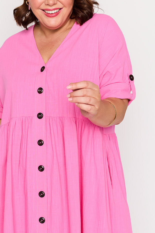 Adina Pink Dress โ Pink knee length dress