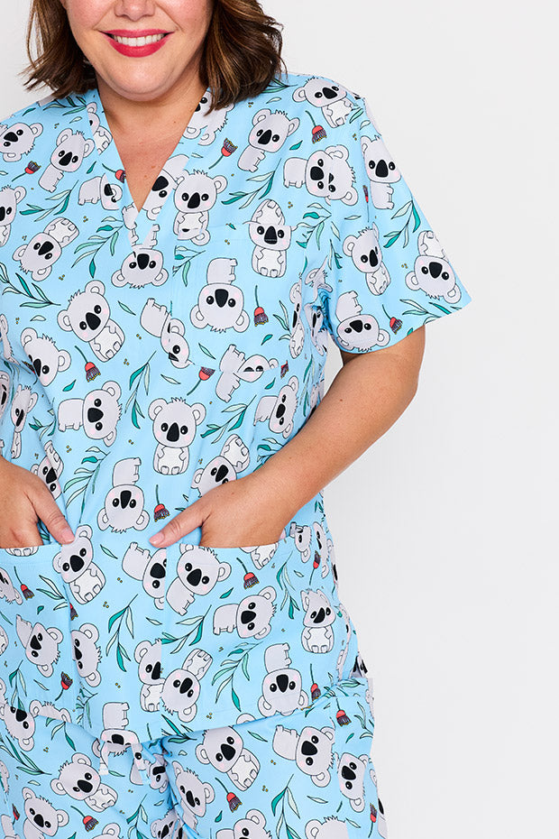 Meredith Blue Koalas Scrub Top – Blue Koalas top