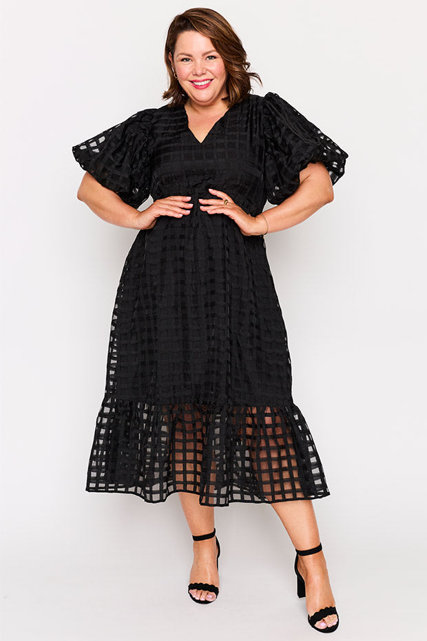 Bobbie Black Dress โ Black midi dress