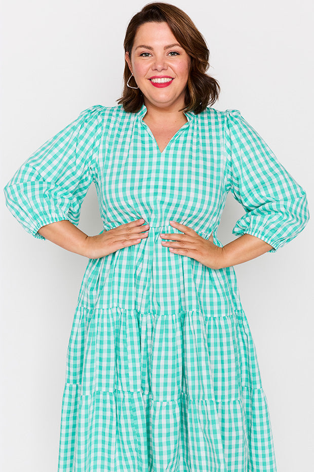 Crystal Jade Gingham Dress – Jade Gingham midi dress