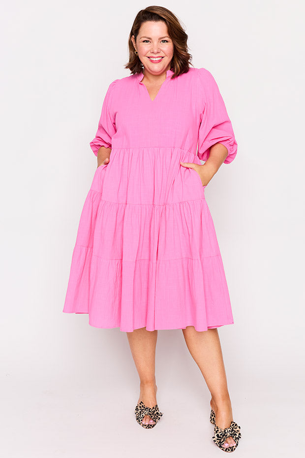 Crystal Pink Dress – Pink midi dress