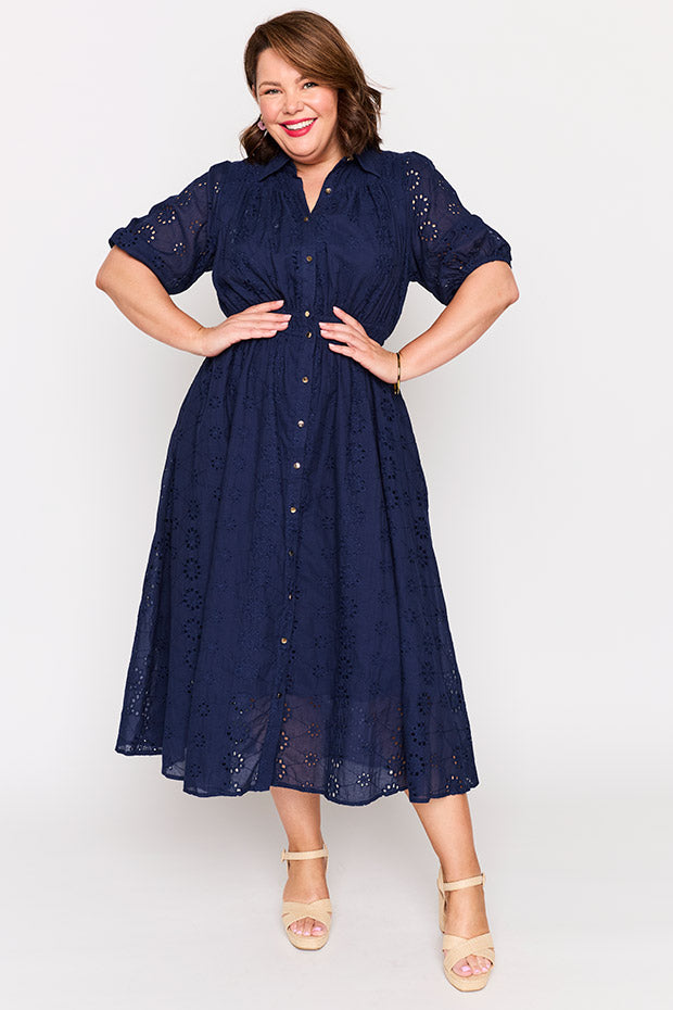 Edan Navy Blue Dress โ Navy Blue midi dress