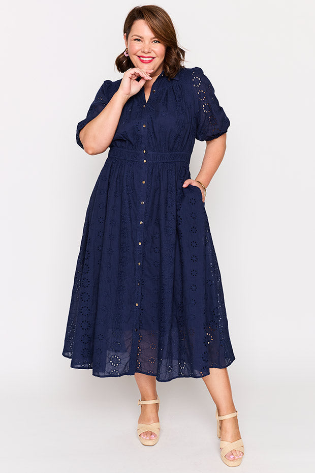Edan Navy Blue Dress – Navy Blue midi dress