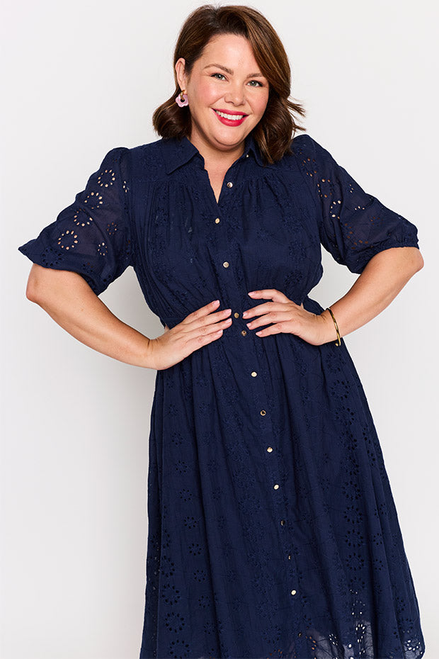 Edan Navy Blue Dress – Navy Blue midi dress
