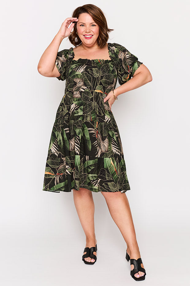 Nyla Emerald Oasis Dress โ Emerald Oasis knee length dress