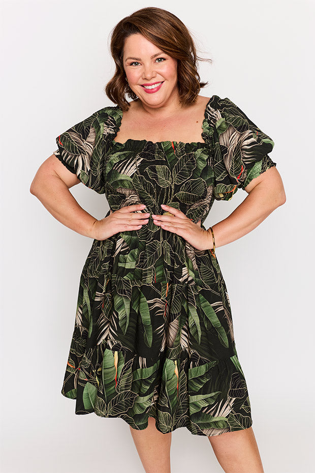 Nyla Emerald Oasis Dress โ Emerald Oasis knee length dress