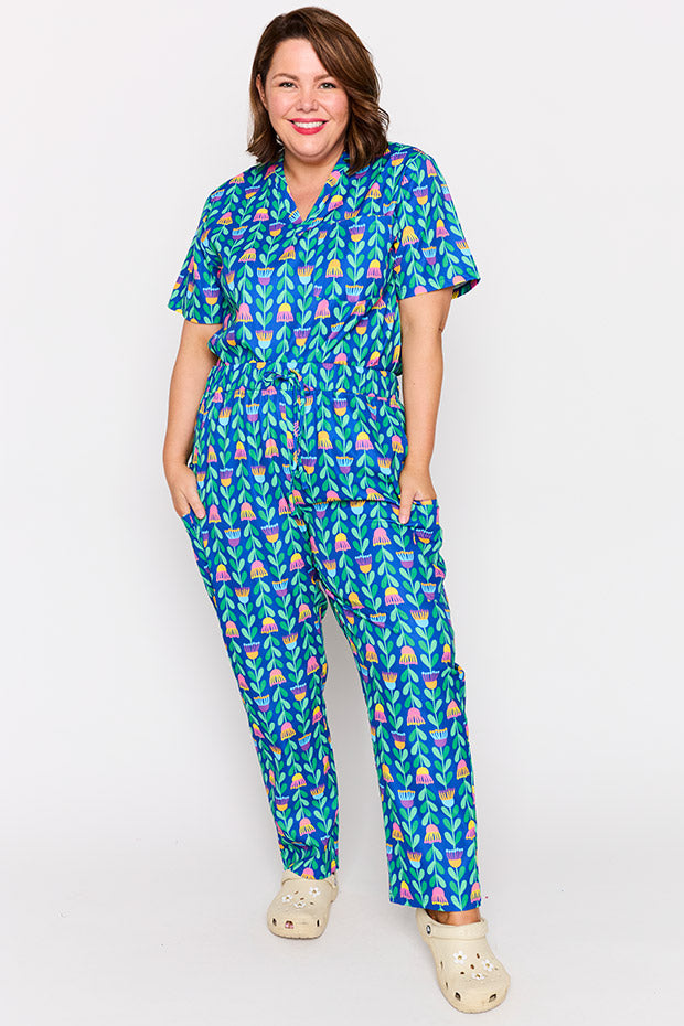 Cristina Eucalyptus Buds Scrub Pant – Eucalyptus Buds wide leg pants