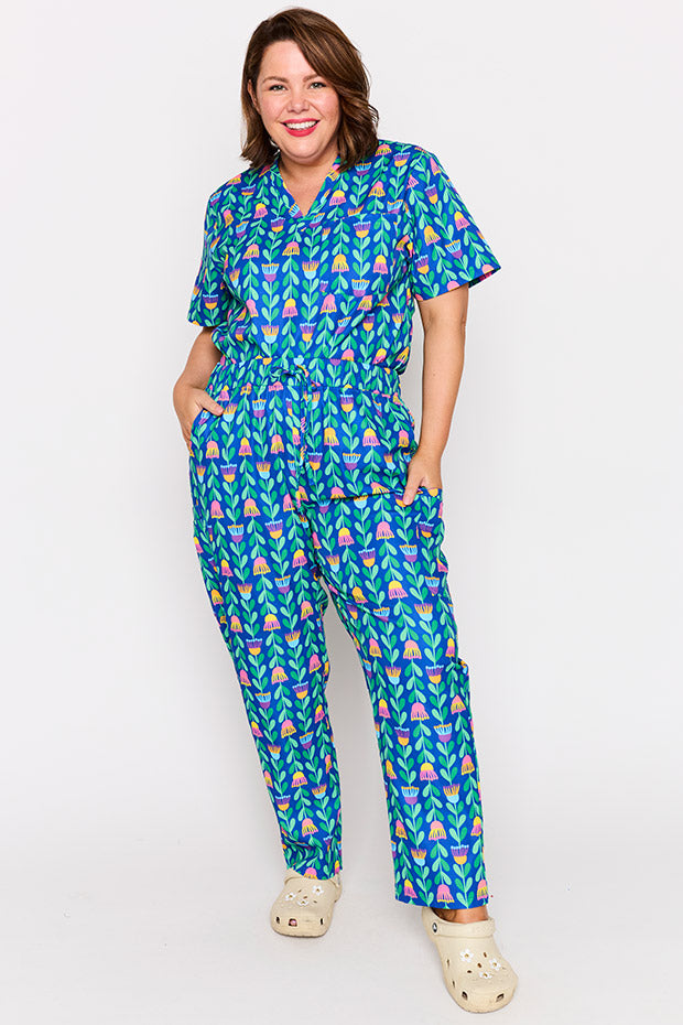 Cristina Eucalyptus Buds Scrub Pant – Eucalyptus Buds wide leg pants