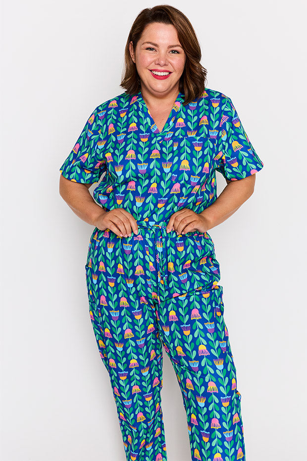 Cristina Eucalyptus Buds Scrub Pant – Eucalyptus Buds wide leg pants