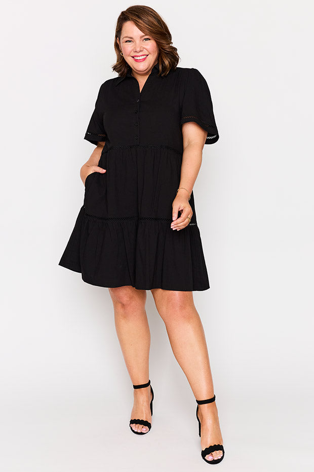 Janel Black Dress – Black knee length dress
