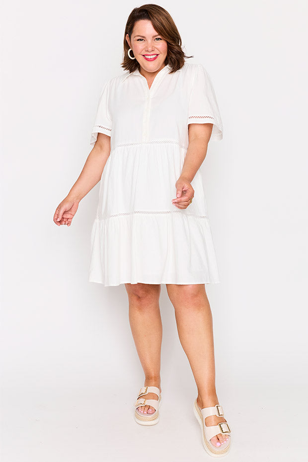 Janel White Dress – White knee length dress