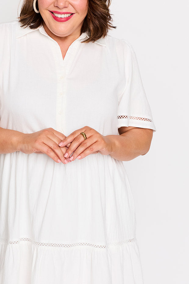 Janel White Dress – White knee length dress