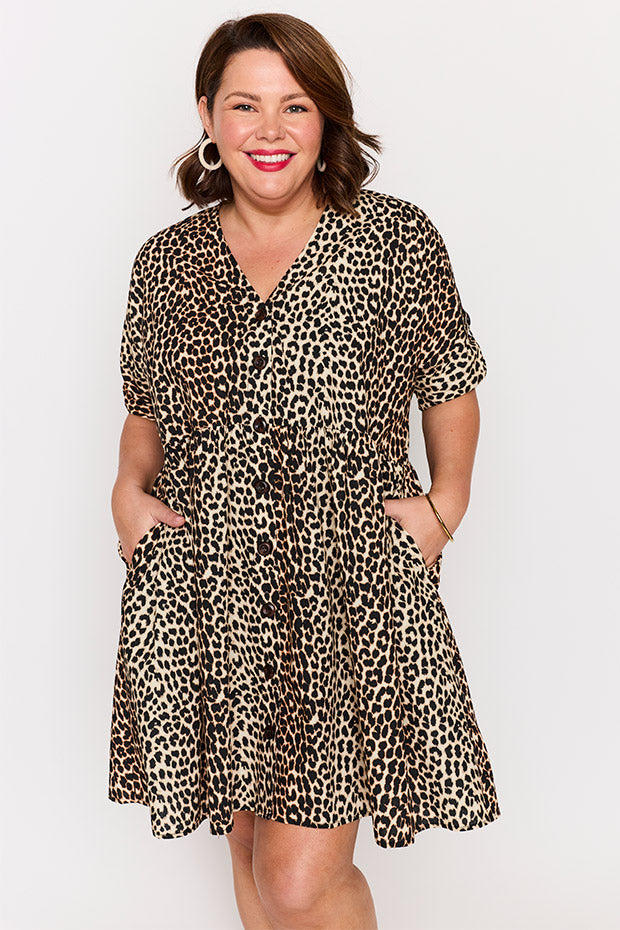 Adina Luxe Leopard Dress โ Luxe Leopard knee length dress