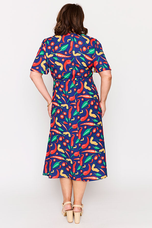 Marley Navy Hot Chilli Dress โ Navy Hot Chilli midi dress