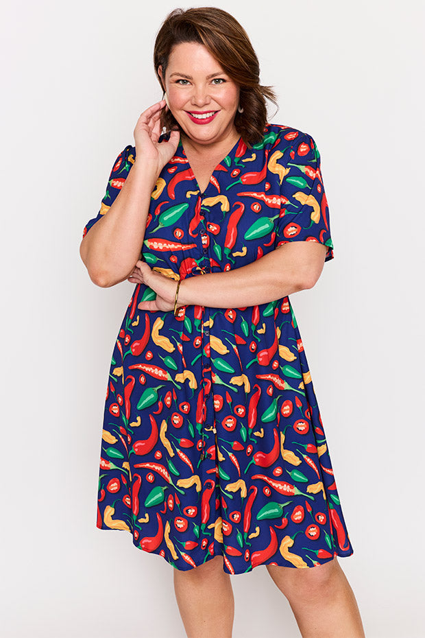 Siena Navy Hot Chilli Dress – Navy Hot Chilli knee length dress