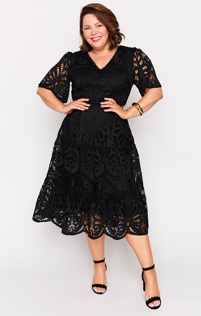 Nicolla Black Lace Dress – Black Lace midi dress