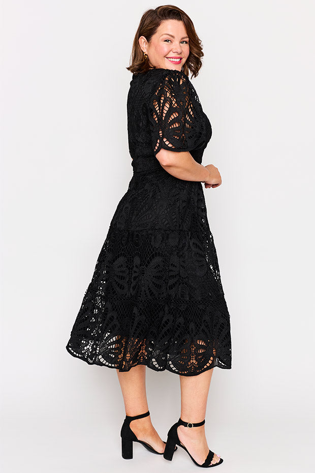 Nicolla Black Lace Dress – Black Lace midi dress