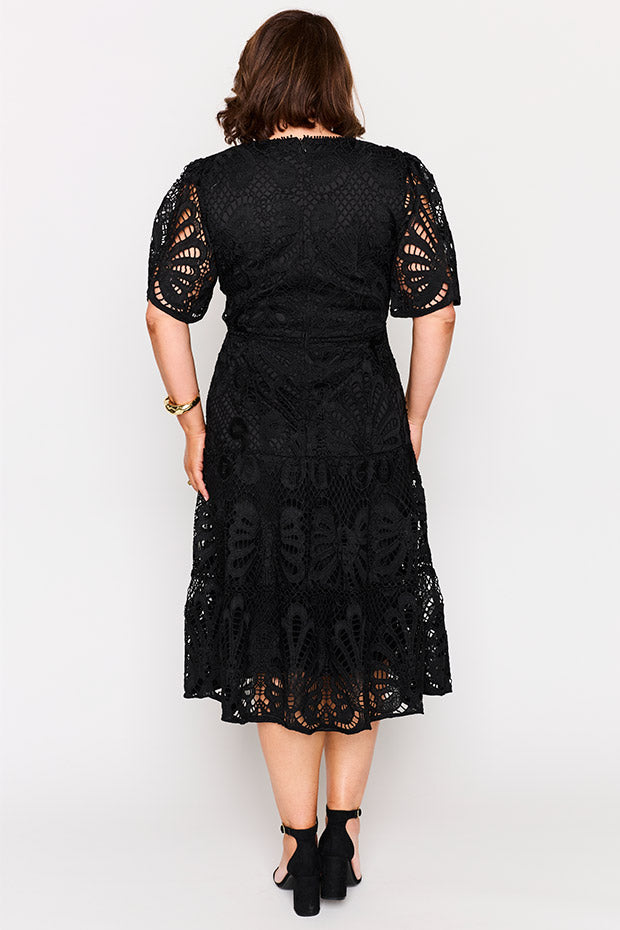 Nicolla Black Lace Dress – Black Lace midi dress
