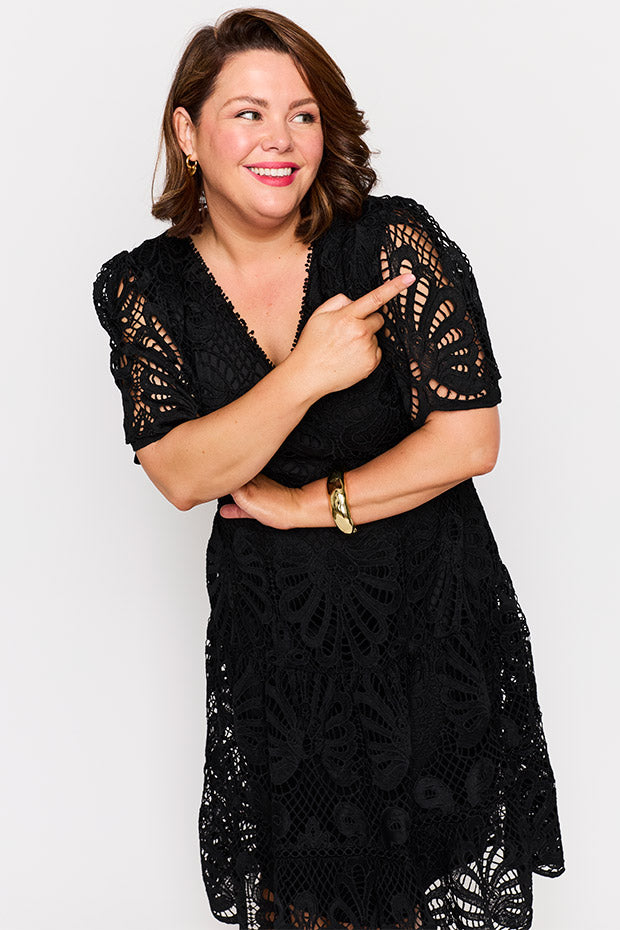 Nicolla Black Lace Dress – Black Lace midi dress