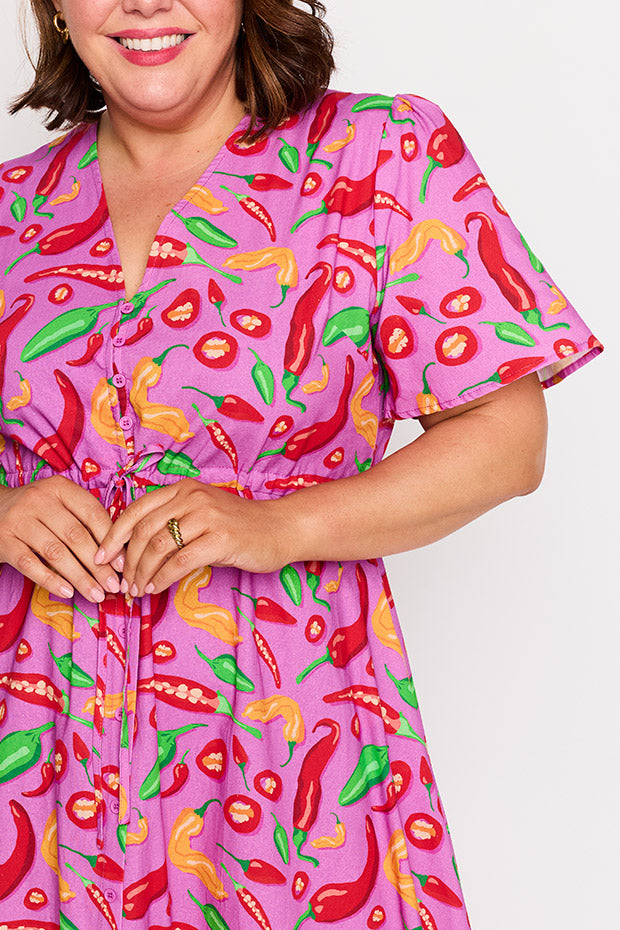 Marley Cotton Pink Hot Chilli Dress – Pink Hot Chilli midi dress