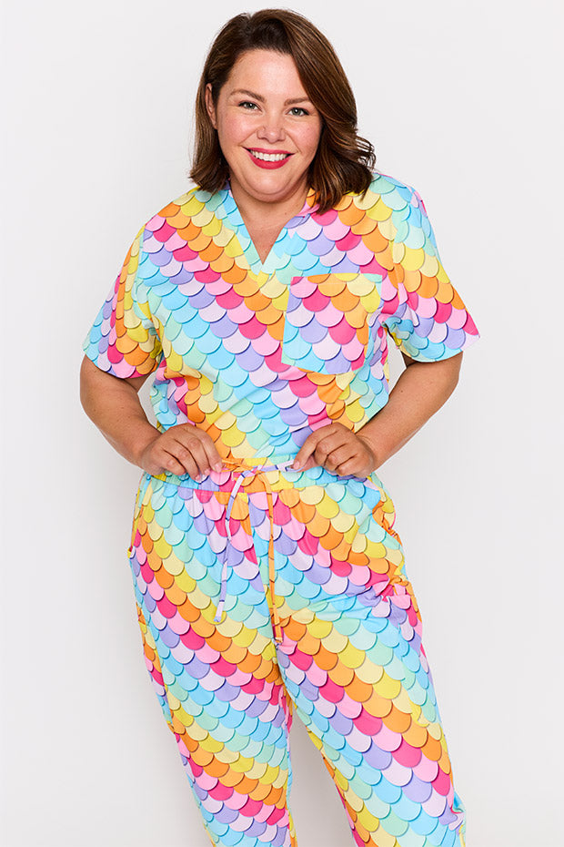Cristina Rainbow Mermaid Scrub Pant – Rainbow Mermaid wide leg pants