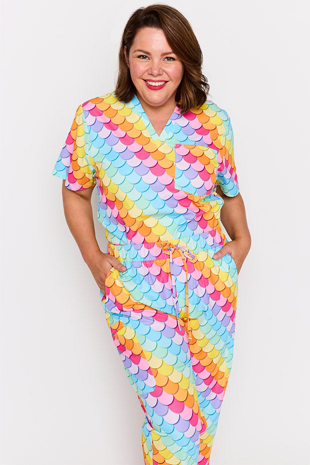 Cristina Rainbow Mermaid Scrub Pant – Rainbow Mermaid wide leg pants
