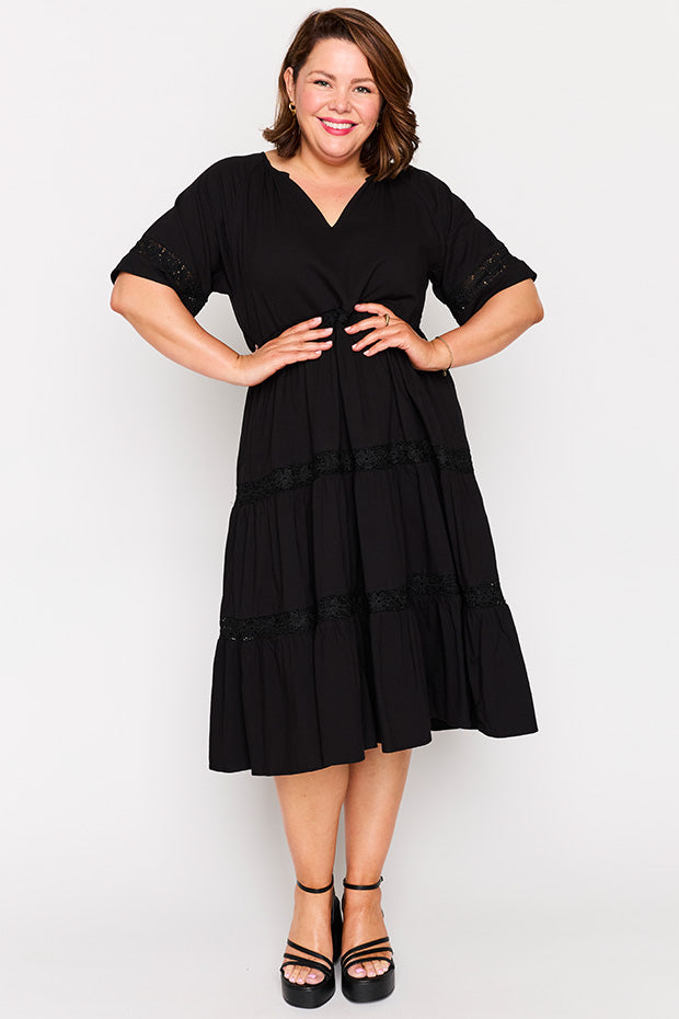 Sara Black Dress โ Black midi dress