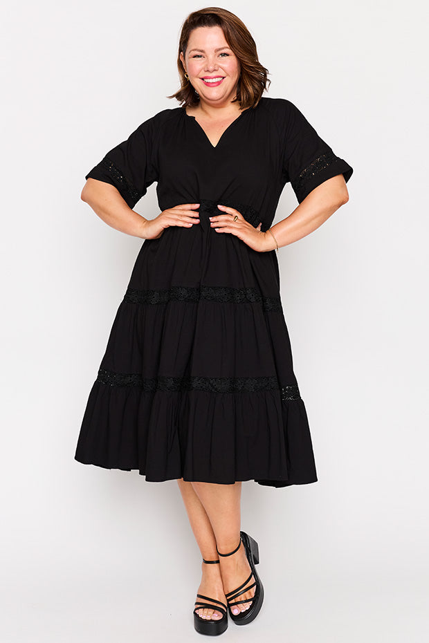 Sara Black Dress โ Black midi dress