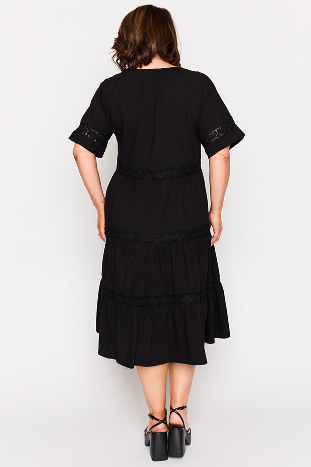 Sara Black Dress โ Black midi dress