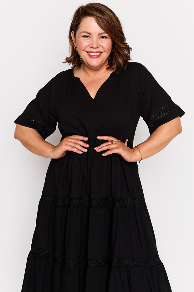 Sara Black Dress โ Black midi dress