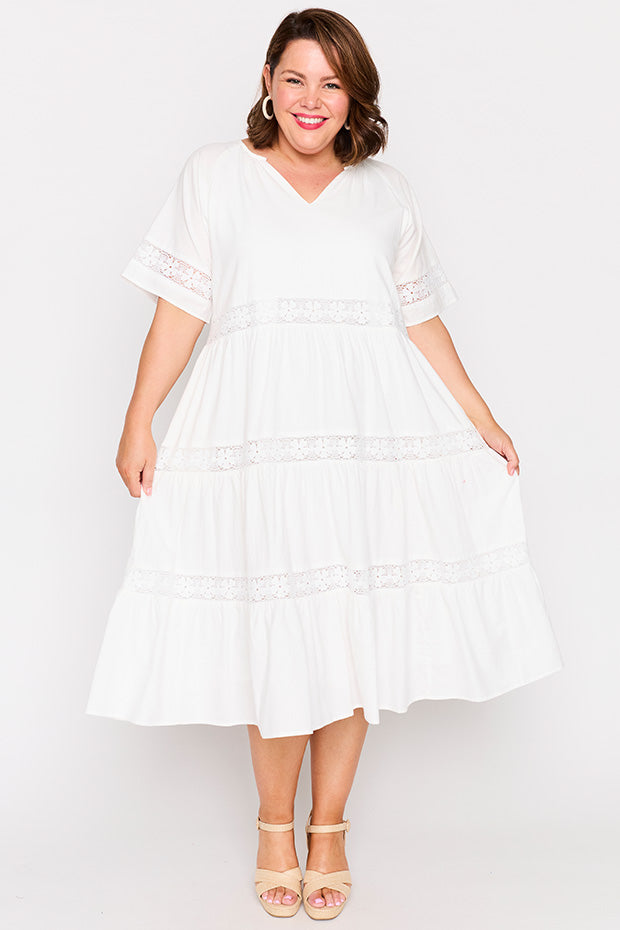 Sara White Dress โ White midi dress