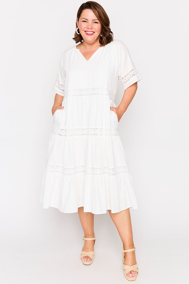Sara White Dress โ White midi dress