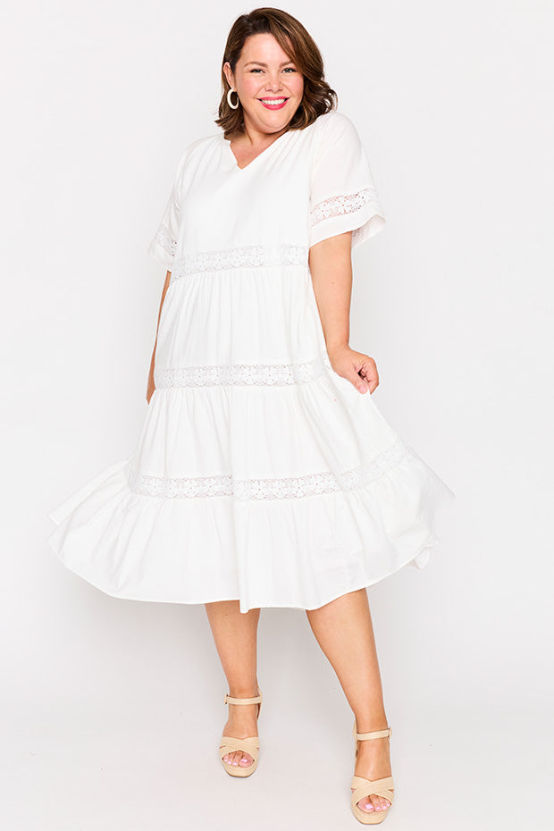 Sara White Dress โ White midi dress