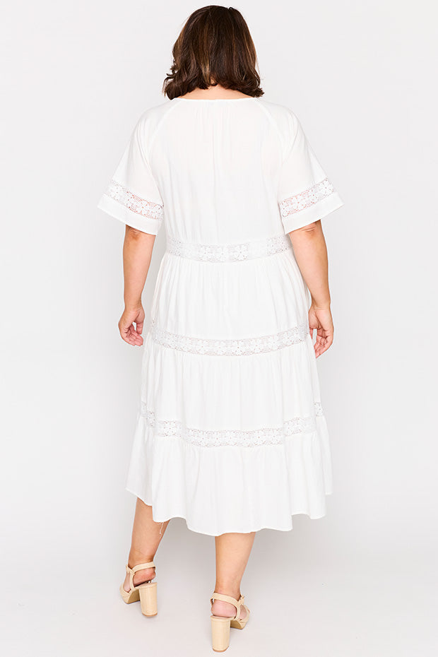 Sara White Dress โ White midi dress