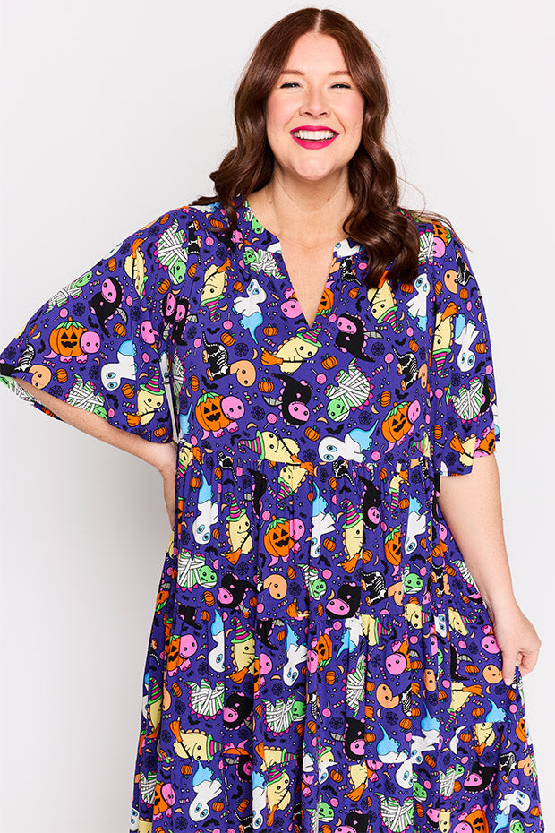 Chrissie Spooky Dinos Dress – Spooky Dinos midi dress