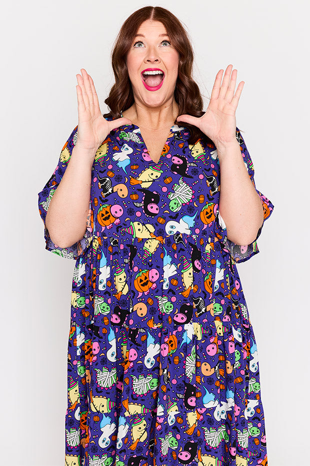 Chrissie Spooky Dinos Dress – Spooky Dinos midi dress