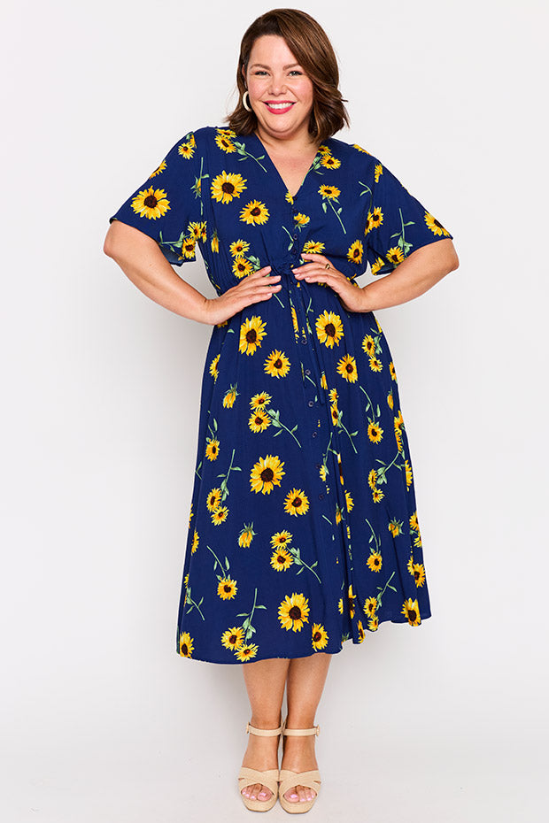 Michelle Sunflower Dress – Sunflower midi dress