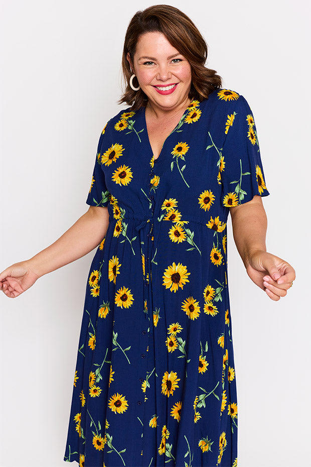 Michelle Sunflower Dress – Sunflower midi dress