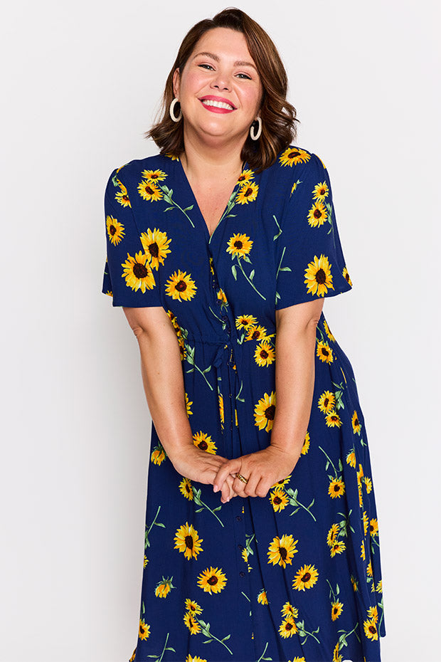 Michelle Sunflower Dress – Sunflower midi dress