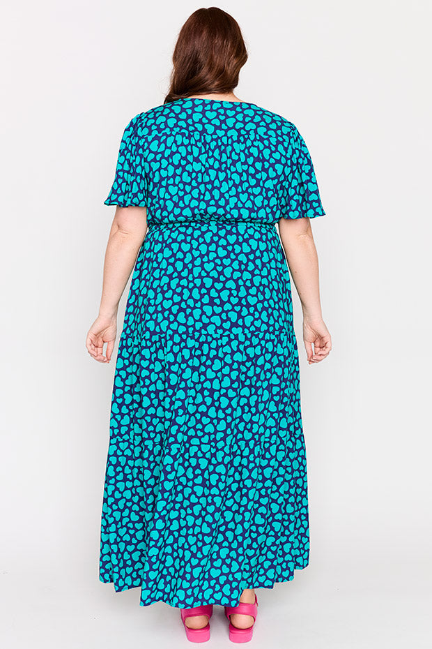 Alexia Teal Hearts Dress โ Teal Hearts maxi dress