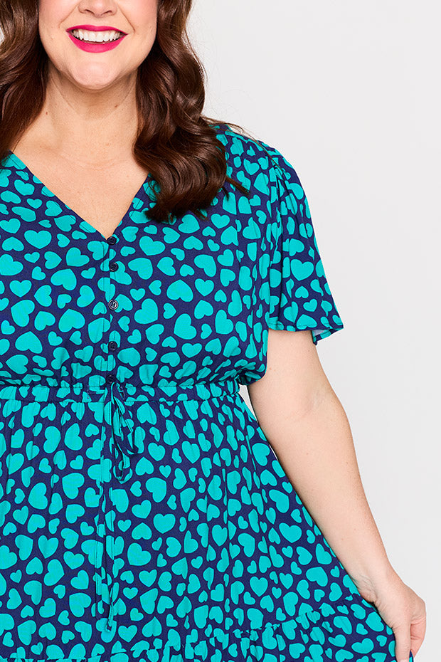 Alexia Teal Hearts Dress โ Teal Hearts maxi dress