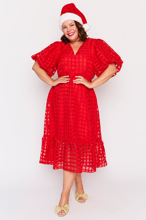 Bobbie Red Dress โ Red midi dress